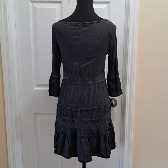 ❤️ American Eagle Outfitters Grey Dress Women's Small Crinkle 3/4 Sleeve - Picture 4 of 9